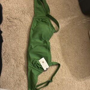 Green Ribbed Bikini Top